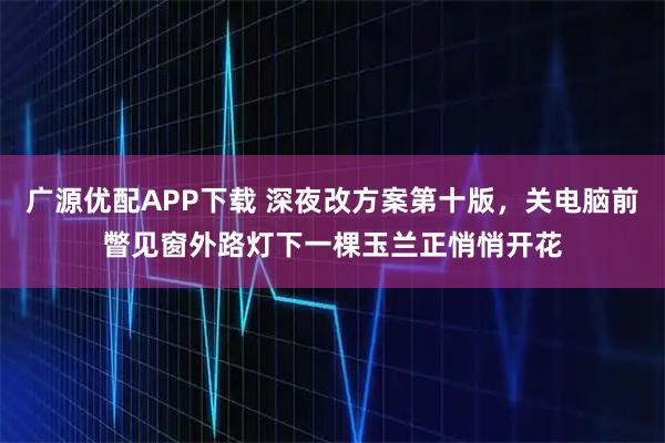 广源优配APP下载 深夜改方案第十版，关电脑前瞥见窗外路灯下一棵玉兰正悄悄开花
