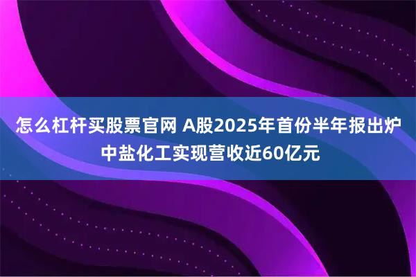 怎么杠杆买股票官网 A股2025年首份半年报出炉 中盐化工实现营收近60亿元